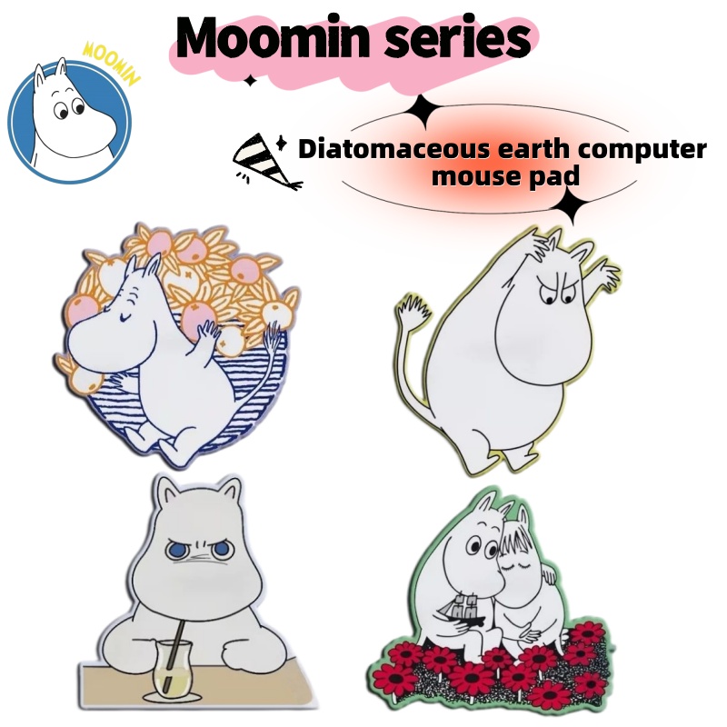 Muddy Puddle Suit - Niedliches Nilpferd-Moomin-Cartoon-Mauspad aus Diatomeenerde, wasserdicht, rutschfest,