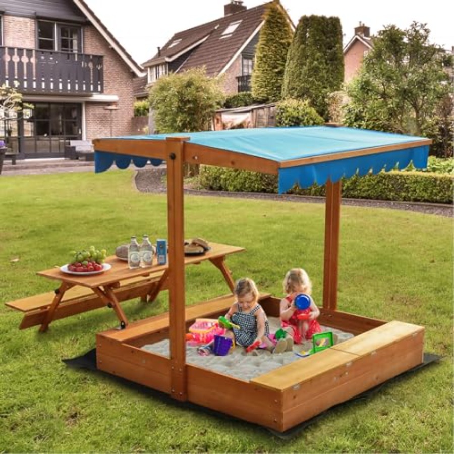 Kids Outdoor Sandbox - Garten-Sandkasten aus Holz für Kinder mit