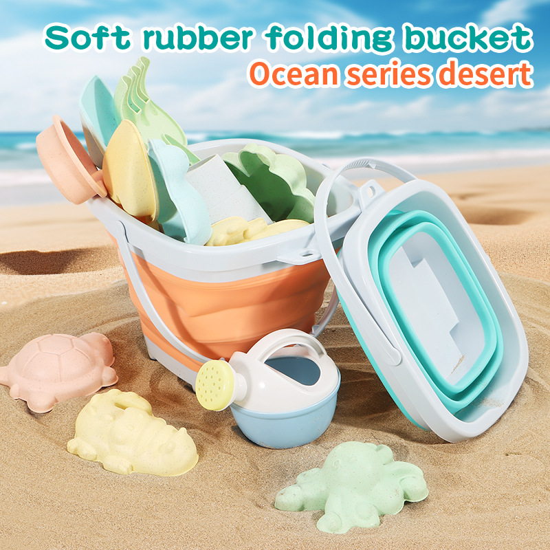 Kids Outdoor Sandbox - Strand-Sand-Spielset Faltbarer Eimer Sommer-Spielzeug für Kinder