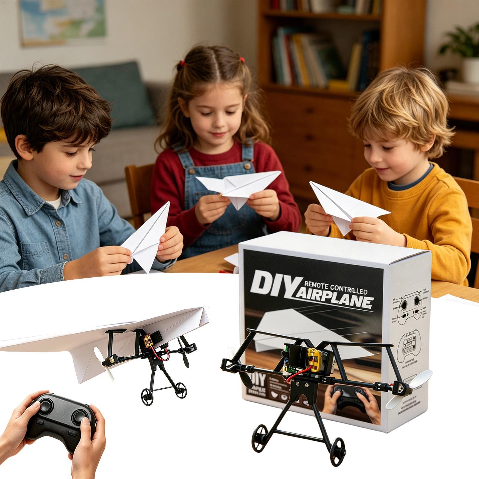 Kids Outdoor Adventure - DIY RC Papierflugzeug-Bausatz Flugzeugspielzeug mit Gyro-Stabilisator