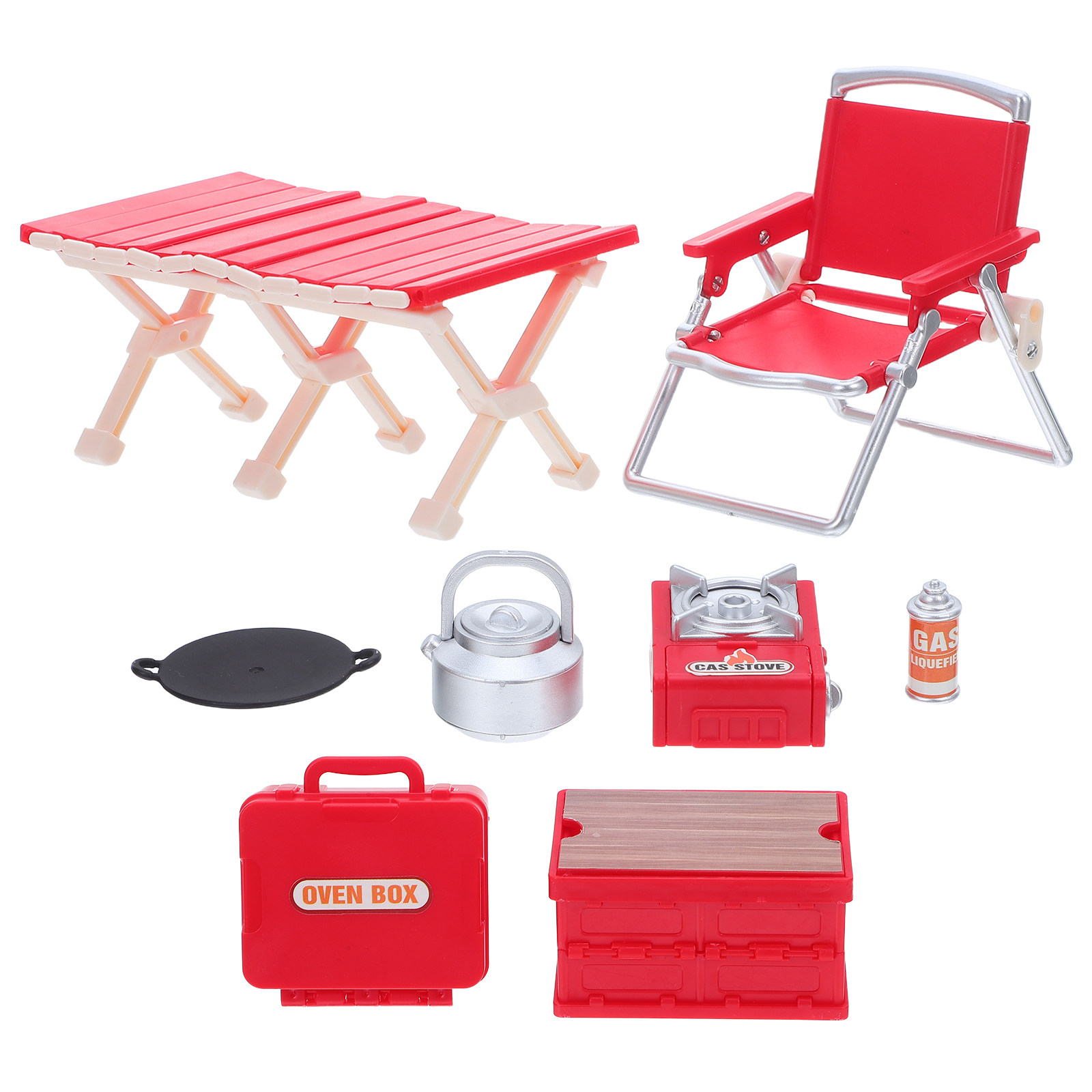 Kids Outdoor Chair And Table - 1Set Miniatur-Campingzubehör Klappstühle Picknicktisch Gaskocher Grill