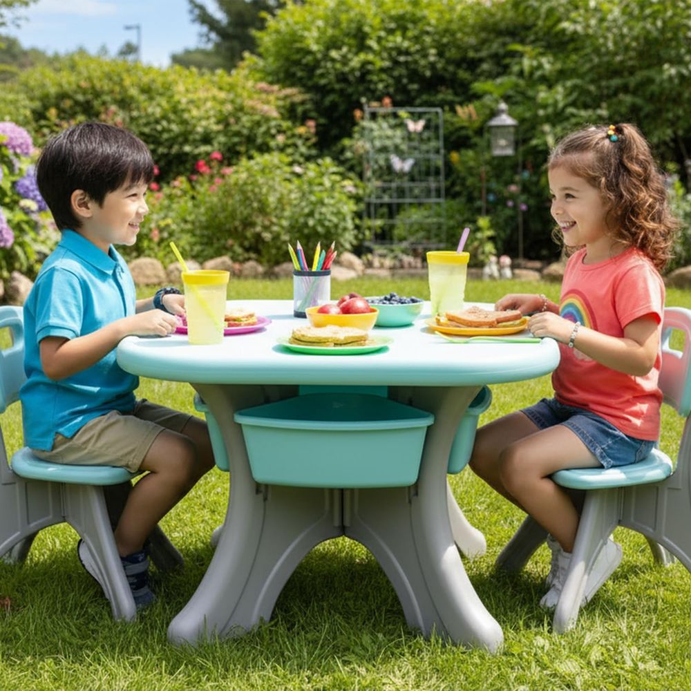 Kindertisch und -stühle, 3-tei – Kids Outdoor Chair And Table Bewertung und Preis